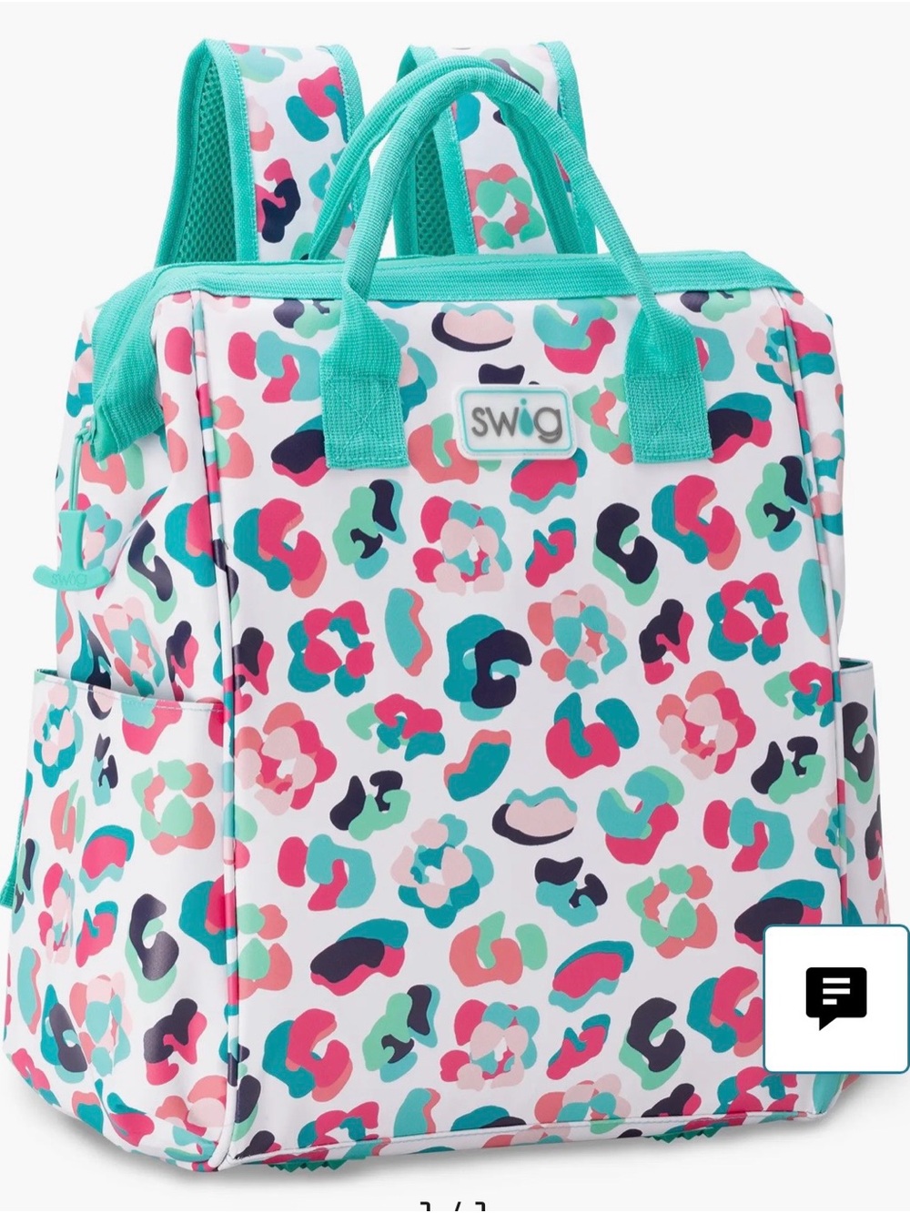 Swig Leopard Print insulated cooler  Backpack in Aqua Trim